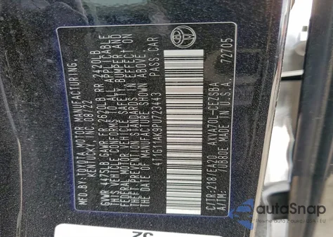 2023 Toyota Camry Se Night Shade z USA, uszkodzony, nr VIN 4T1G11AK9PU723443